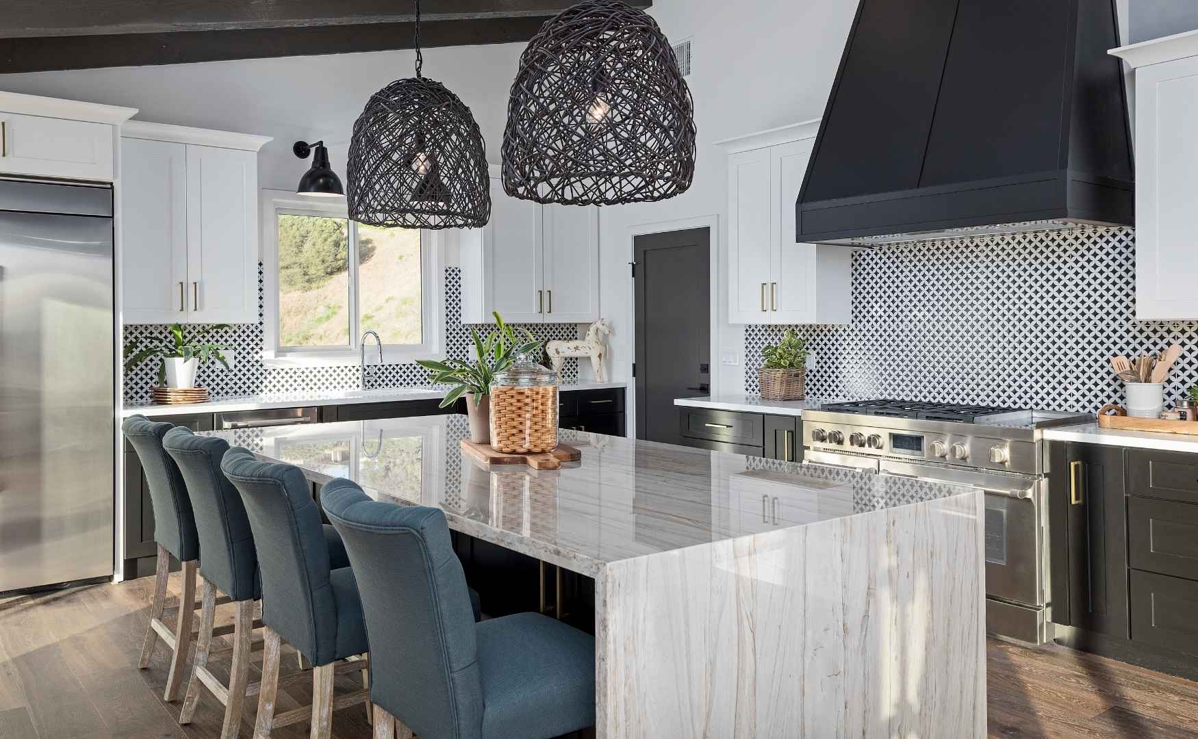 White Granite Kitchen countertop and backsplash